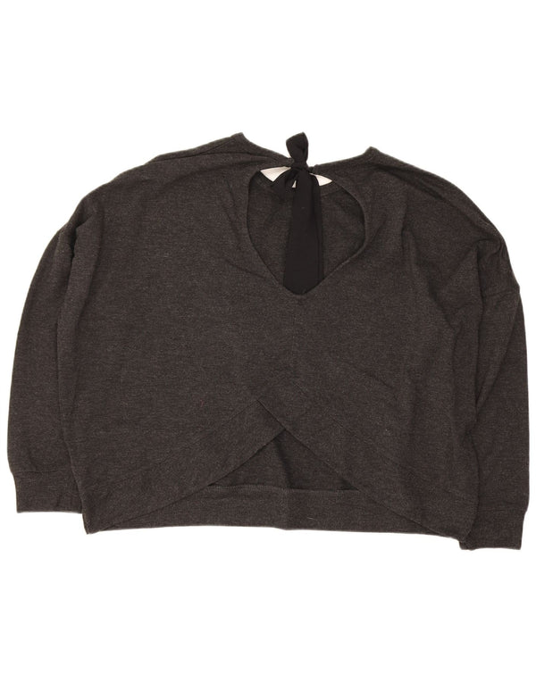 MINT VELVET Womens Oversized Crop 3/4 Sleeve Blouse Top UK 10 Small Grey