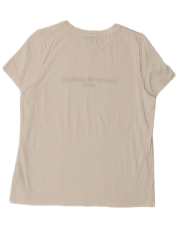 Γυναικείο γραφικό μπλουζάκι Tommy Hilfiger Top UK 20 2XL Λευκό βαμβακερό