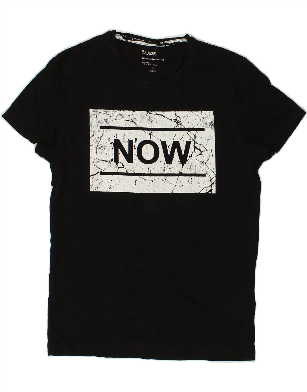 JULES Mens Slim Fit Graphic T-Shirt Top Small Black Cotton | Vintage Jules | Thrift | Second-Hand Jules | Used Clothing | Messina Hembry 