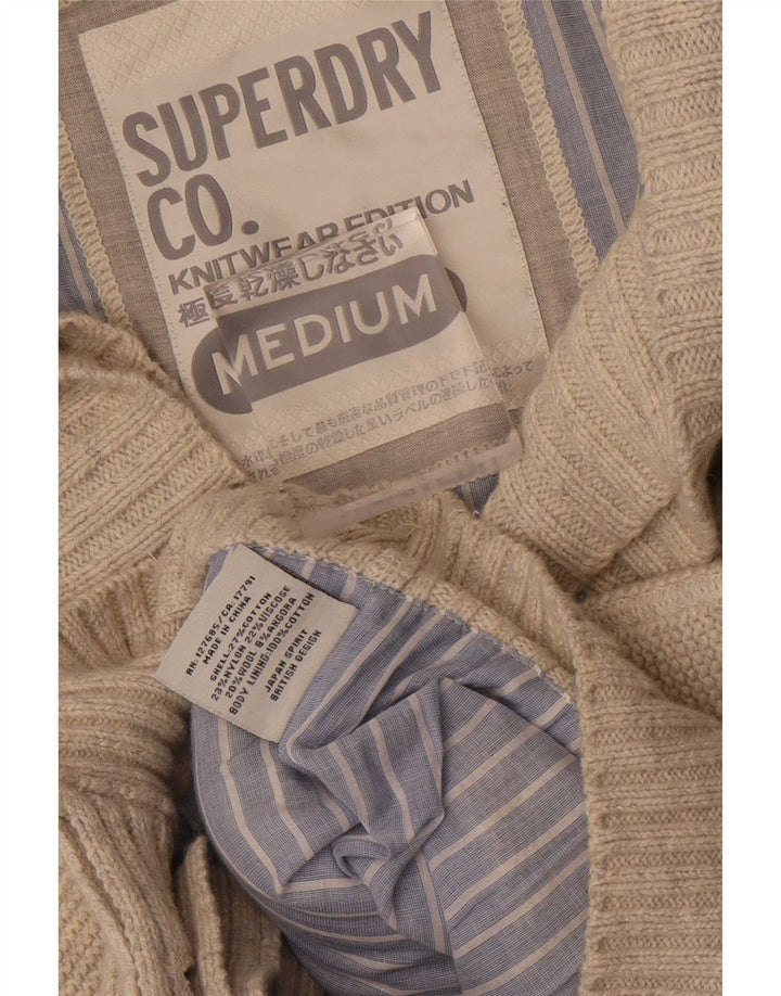 Ανδρικό πουλόβερ ζακέτα Superdry, Βαμβακερό μεσαίο μπεζ