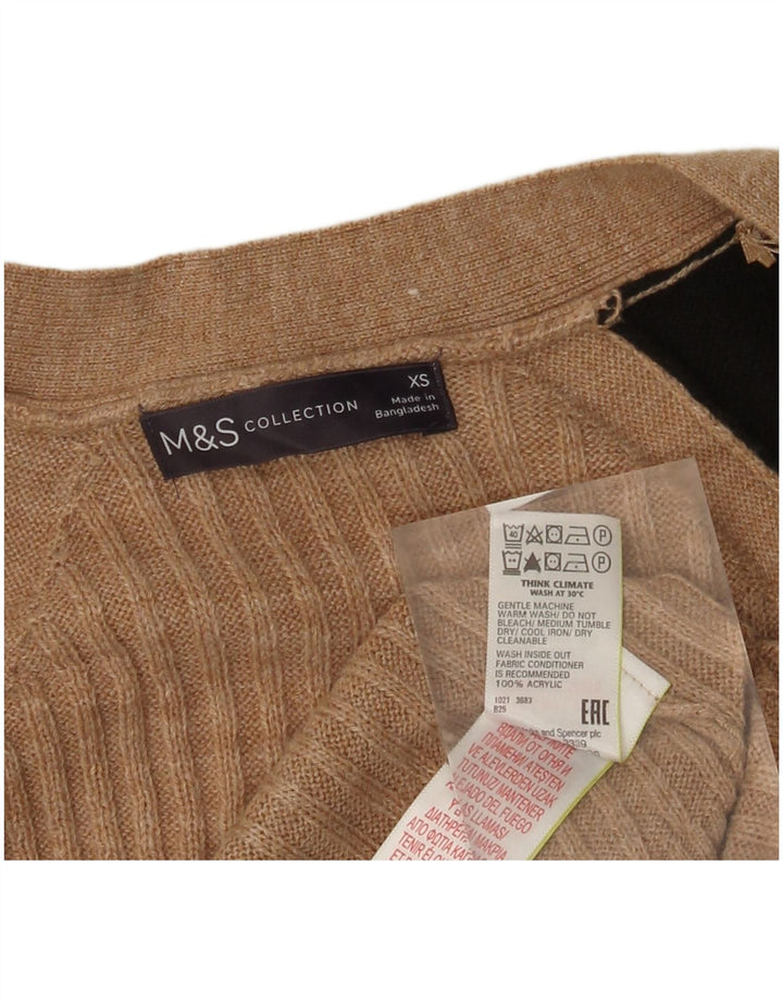 MARKS & SPENCER Γυναικείο ανοιχτό πουλόβερ ζακέτα UK 6 XS Beige Colourblock