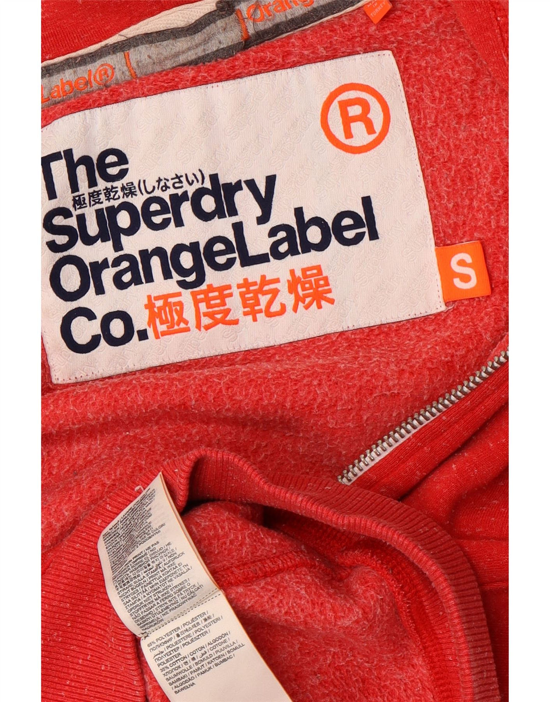 Ανδρικό πουλόβερ με κουκούλα με φερμουάρ SUPERDRY Μικρό πολυεστέρα με κόκκινες φλύκταινες