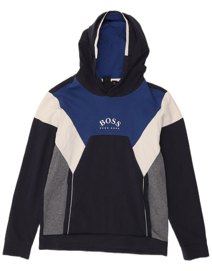 Ανδρικό γραφικό κουκούλα Hugo Boss, μεσαίο μπλε ναυτικό, βαμβακερό