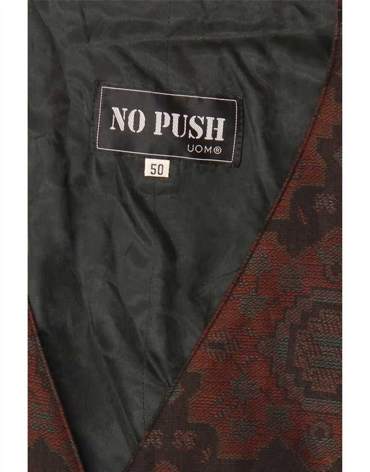 Vintage Ανδρικό Γιλέκο IT 50 Medium Brown Ikat Polyester