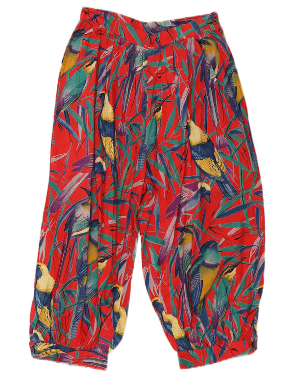 VINTAGE Womens Capri Harem Trousers W24 L17 Red Animal Print