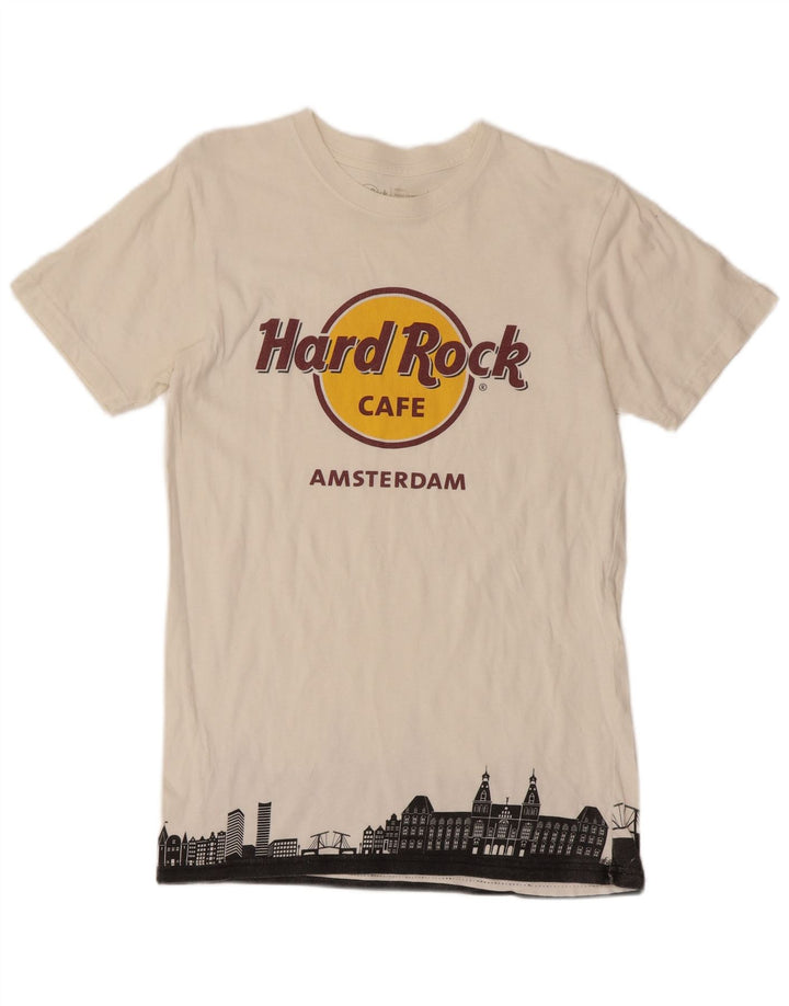 HARD ROCK CAFE Ανδρικό γραφικό μπλουζάκι Amsterdam Μπλουζάκι μικρό λευκό βαμβακερό