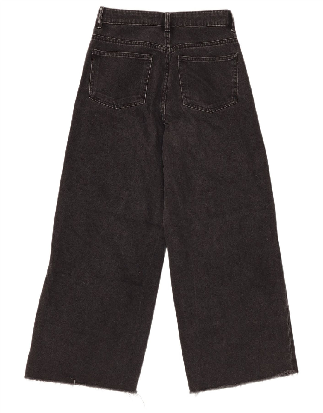 ZARA Γυναικείο ψηλό τζιν Crop φαρδύ πόδι W22 L25 μαύρο βαμβακερό