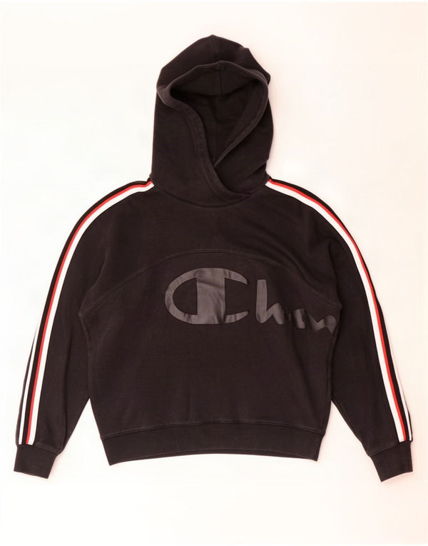 Champion Mens Graphic Hoodie Jumper UK 16 Large Black Cotton