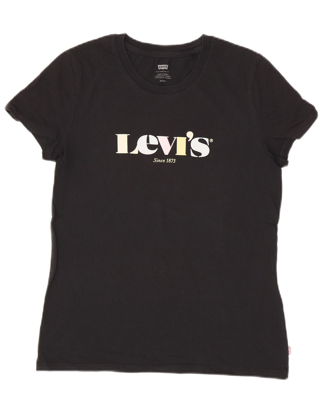 Γυναικείο γραφικό μπλουζάκι LEVI'S Top UK 10 μικρό μαύρο βαμβακερό