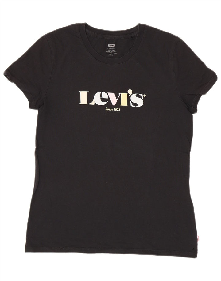 Γυναικείο γραφικό μπλουζάκι LEVI'S Top UK 10 μικρό μαύρο βαμβακερό