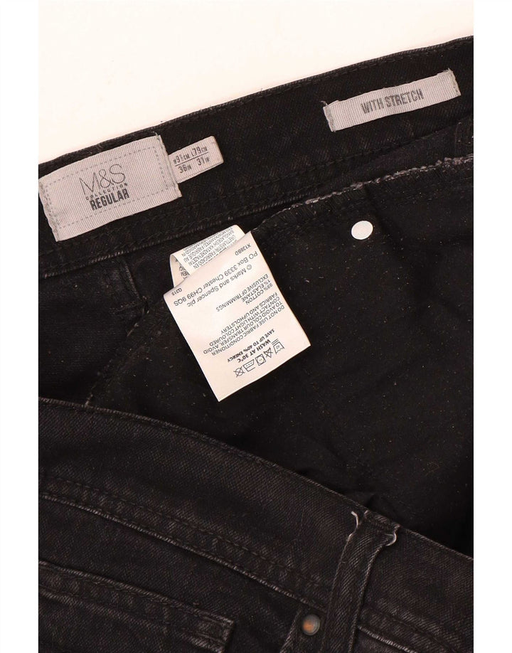 Ανδρικό τζιν κανονικό ίσιο Marks & Spencer W36 L31 Μαύρο βαμβακερό