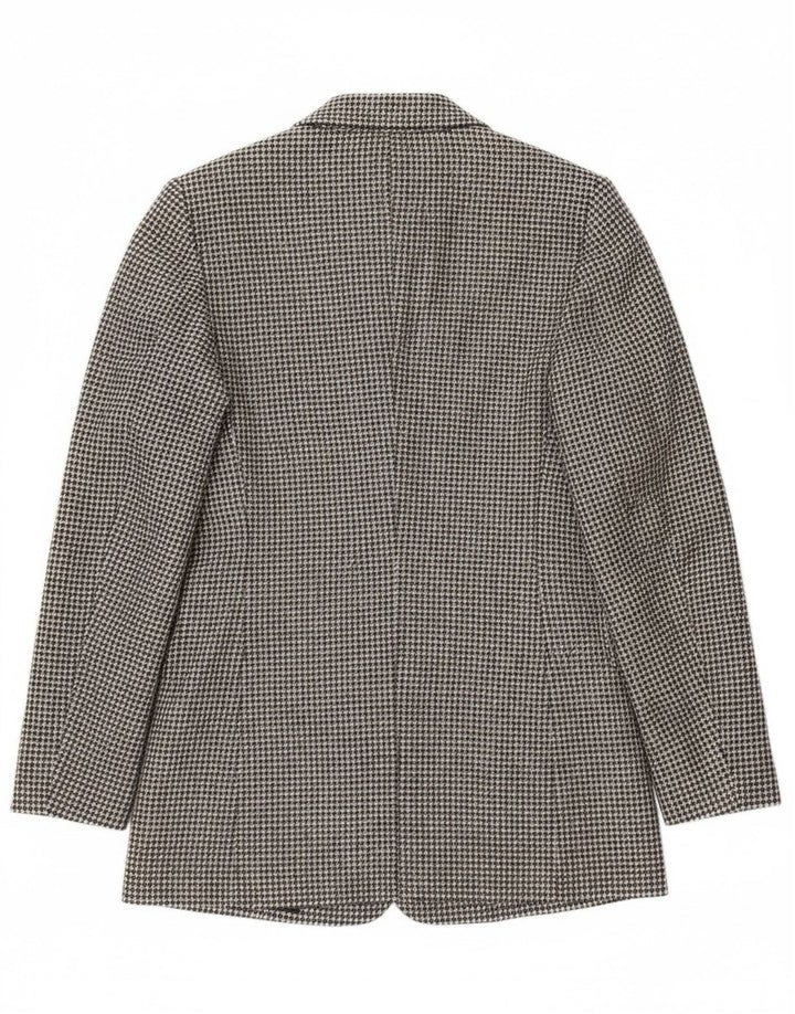 Massimo Dutti Γυναικείο σακάκι με 1 κουμπί EU 34 2XS Γκρι Houndstooth μαλλί