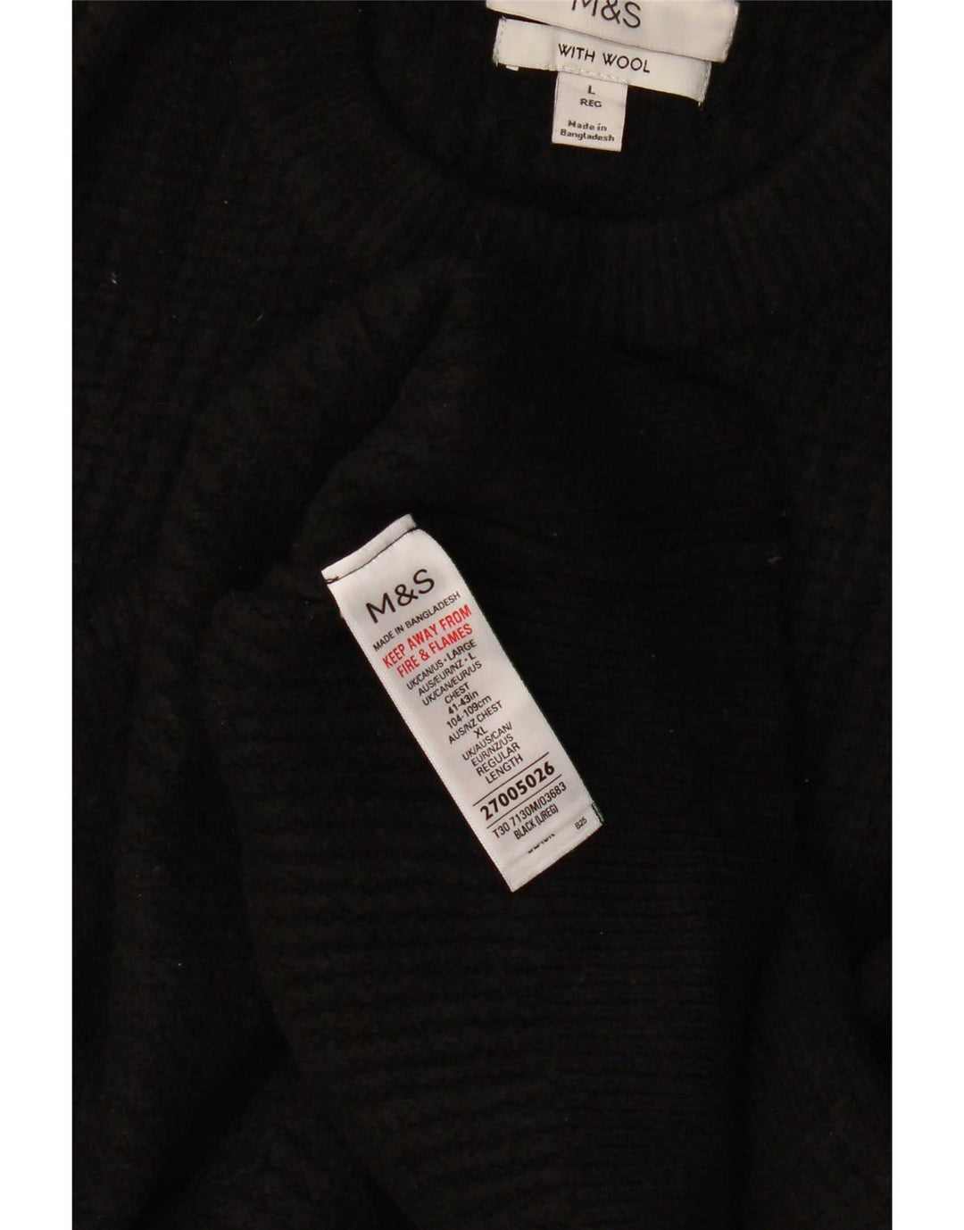 Marks & Spencer Ανδρικό πουλόβερ με λαιμόκοψη μεγάλο μαύρο ακρυλικό