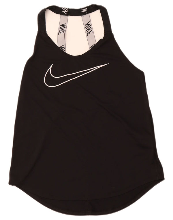 Γυναικείο NIKE Dri Fit Loose Fit Γραφικό γιλέκο UK 12 Medium Black
