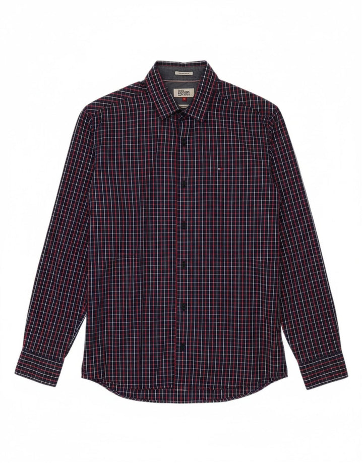 TOMMY HILFIGER Mens Regular Fit Shirt Small Navy Blue Check