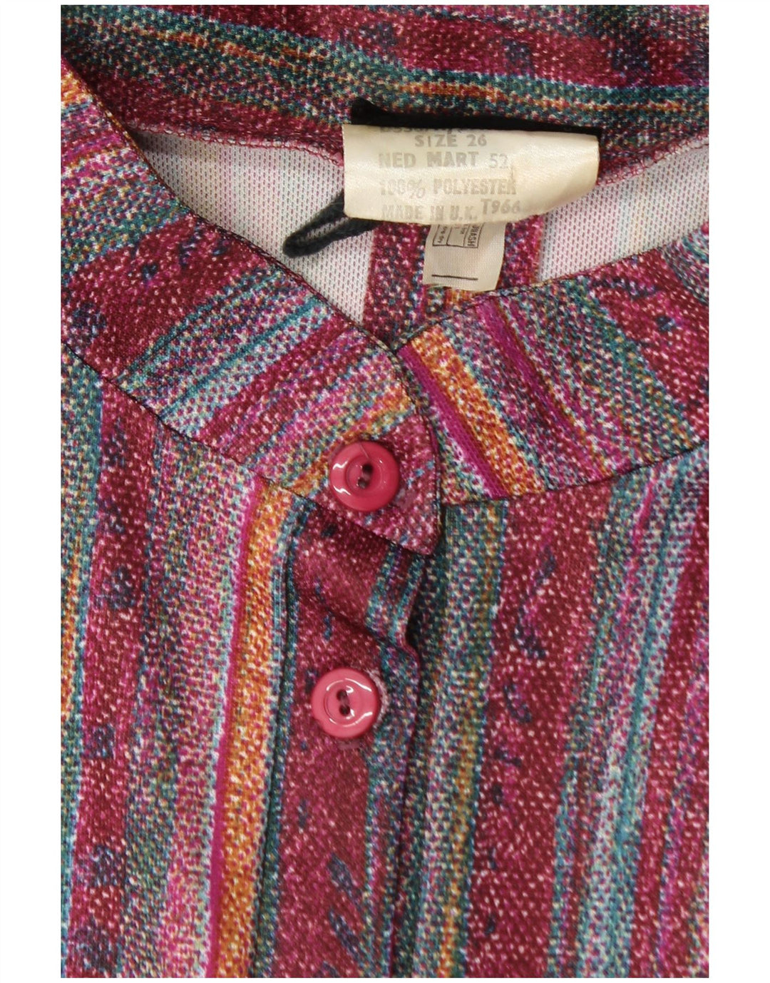 VINTAGE Γυναικείο Βασικό Φόρεμα UK 26 4XL Βουργουνδίας Ριγέ Πολυεστέρας