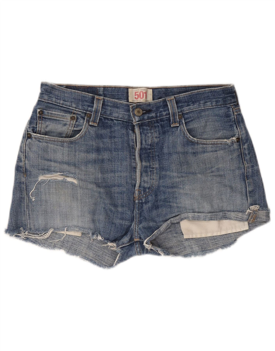 Levi's Womens 501 Distressed τζιν σορτς W30 μεσαίο μπλε βαμβακερό