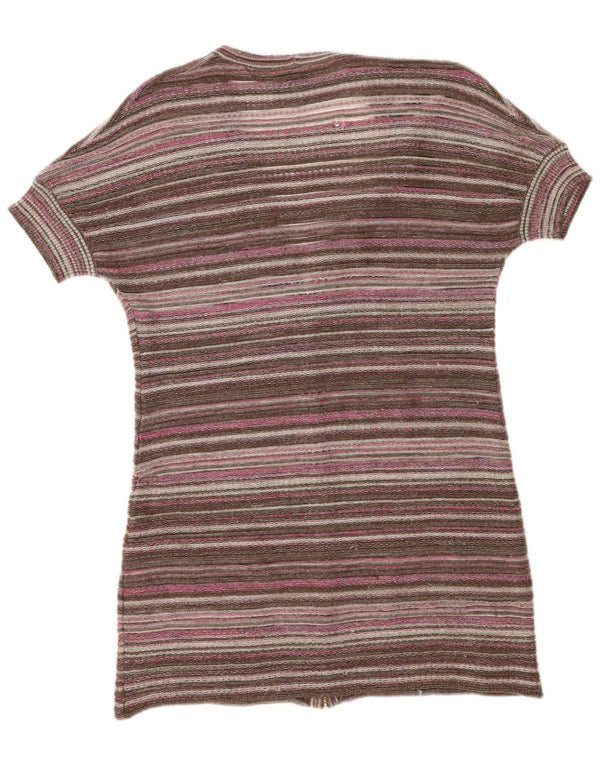 Γυναικείο κοντομάνικο ζακέτα Escada UK 10 Small καφέ ριγέ