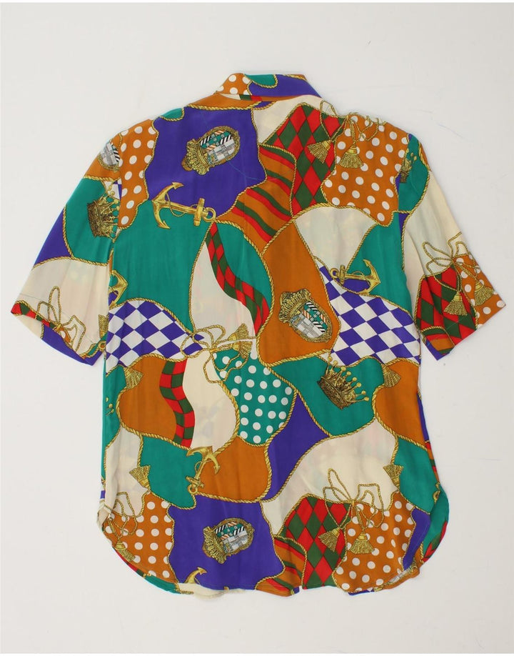 FIORELLA RUBINO Γυναικείο πουκάμισο μπλούζα UK 14 μεσαίο πολύχρωμο συνονθύλευμα