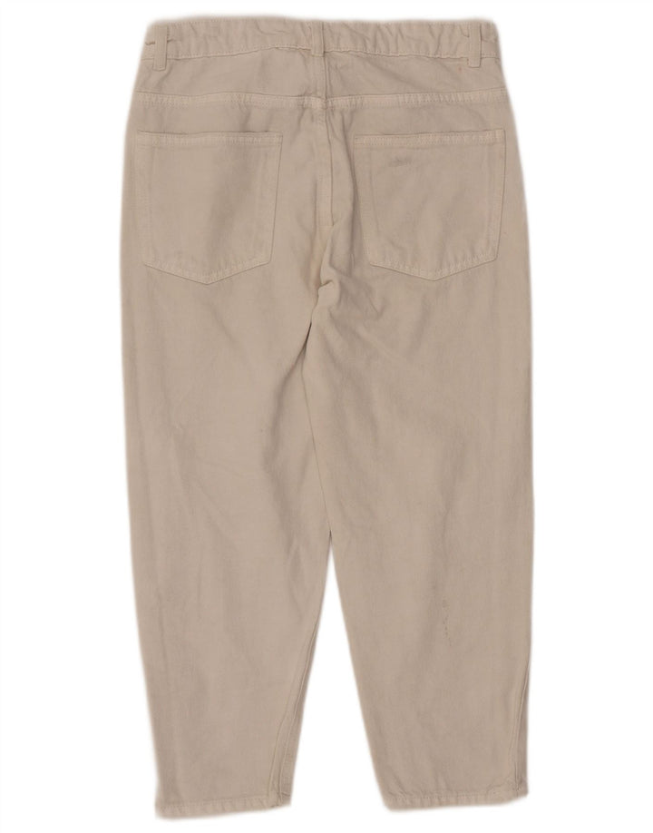 ZARA Κορίτσια ταλαιπωρημένα τζιν ψηλόμεση κωνικό 13-14 ετών W28 L22 Λευκό