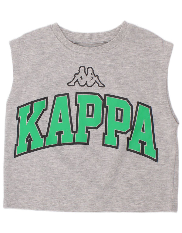 Kappa Girls Crop Graphic Vest Top 3-4 Years Grey Flecked