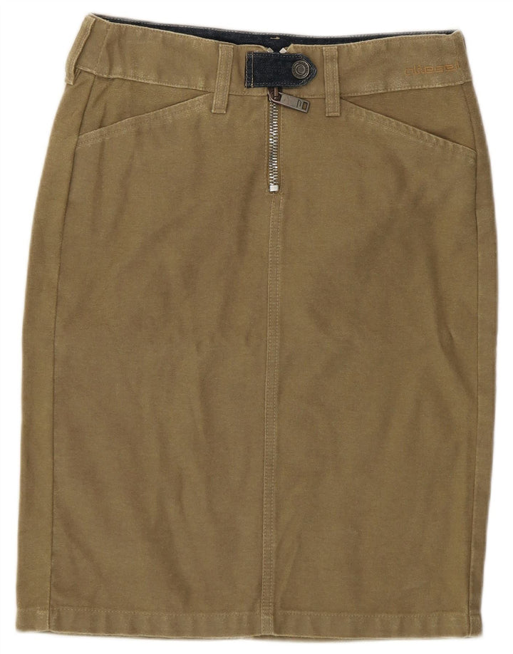 Diesel Γυναικεία Pencil Φούστα W26 Μικρή Χακί Βαμβακερή