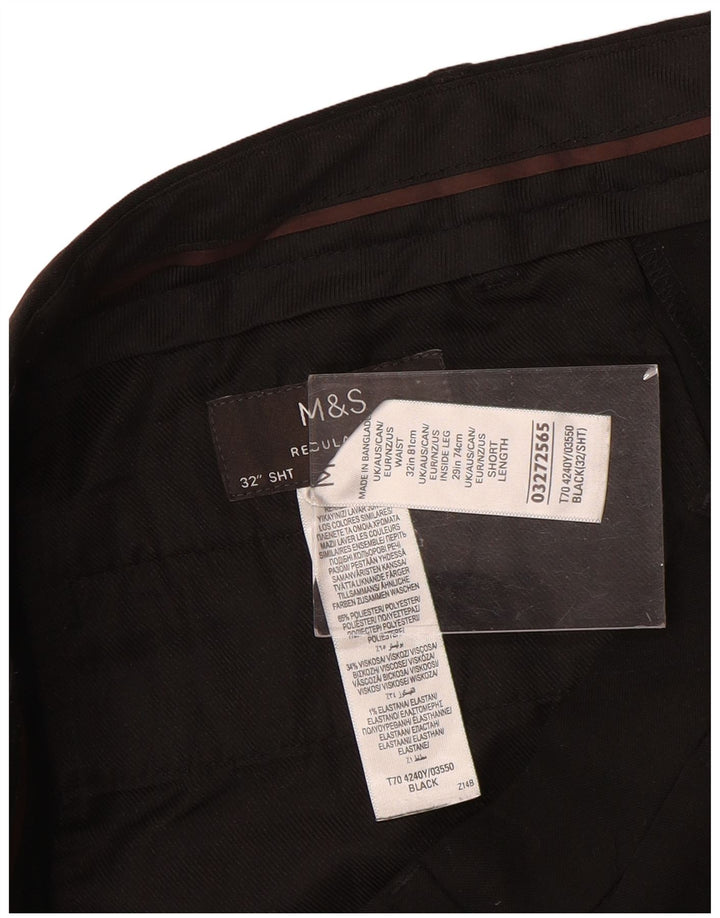 Marks & Spencer Ανδρικό ίσιο παντελόνι Chino με κανονική εφαρμογή W32 L29 Μαύρο