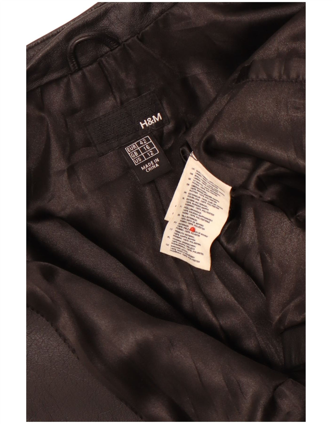 H&M Γυναικείο Crop Leather Jacket UK 16 Large Black Leather