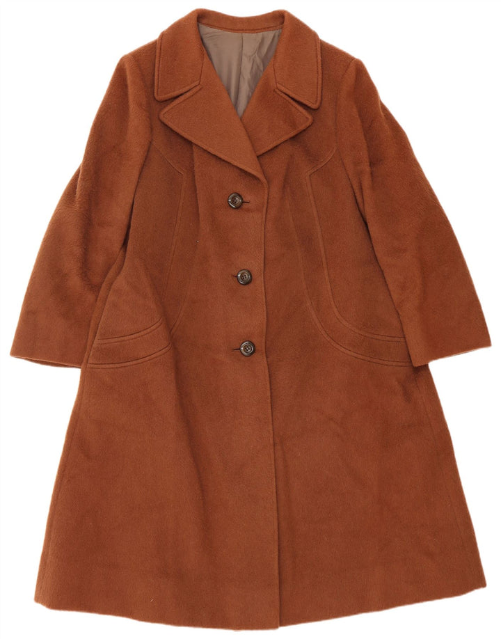 Vintage γυναικείο πανωφόρι UK 14 Μεσαίο καφέ παρθένο μαλλί