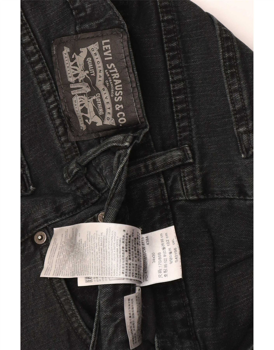 Ανδρικό τζιν ίσιο Levi's W34 L30 μαύρο βαμβακερό
