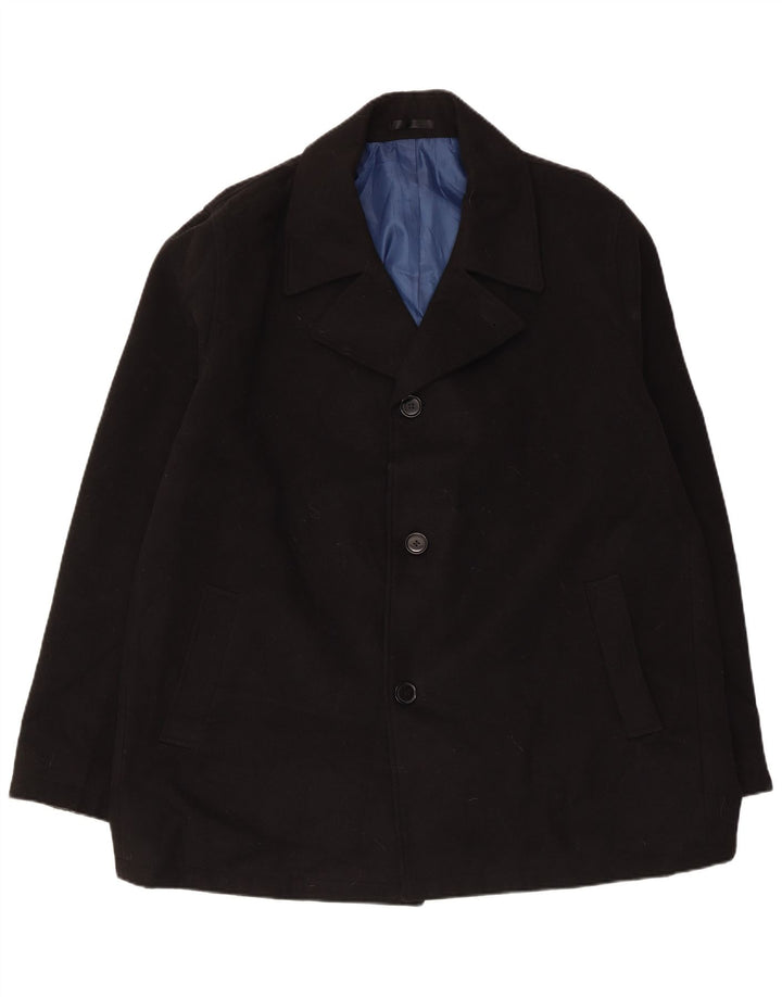 Marks & Spencer Mens Pea Coat UK 44/46 XL Μαύρος Πολυεστέρας