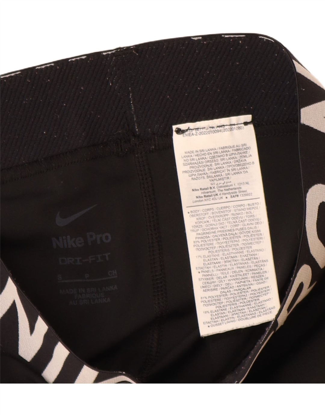 Γυναικεία γραφικά κολάν Nike UK 10 Small Black Polyester