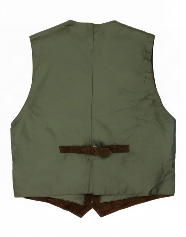 Vintage ανδρικό σουέτ γιλέκο μεγάλο χακί χρώματος