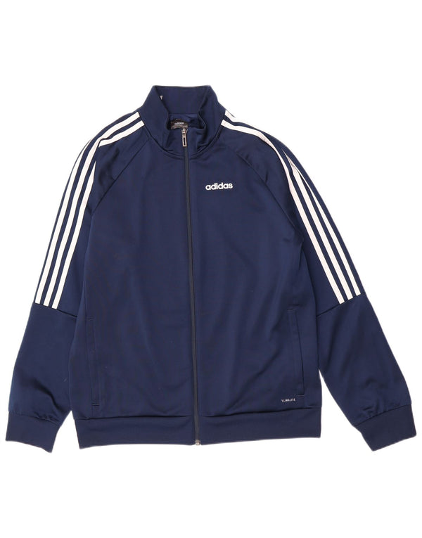 Adidas Boys Climalite Tracksuit Top Jacket 13-14 Years Navy Blue Polyester