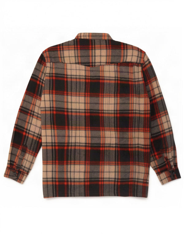 Vintage Ανδρικό πουκάμισο Fleece Μεσαίο Καφέ Καρό Πολυεστέρα