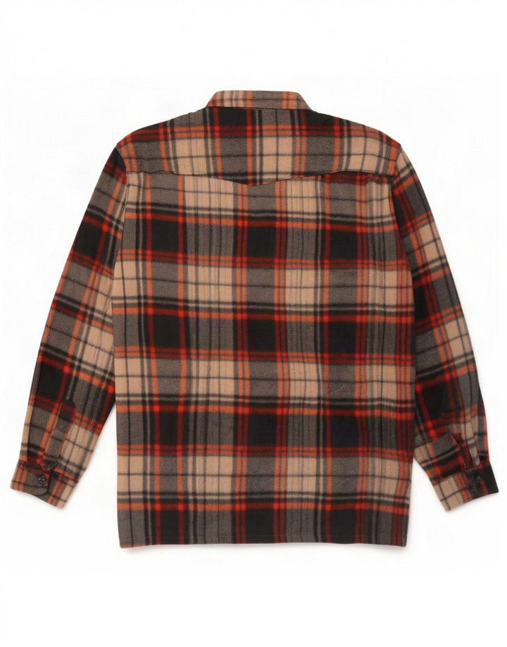 Vintage Ανδρικό πουκάμισο Fleece Μεσαίο Καφέ Καρό Πολυεστέρα
