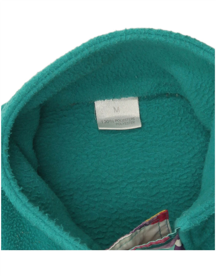 Basic Ανδρικό κουμπιά λαιμό Fleece Jumper Μεσαίο τιρκουάζ γεωμετρικός πολυεστέρας