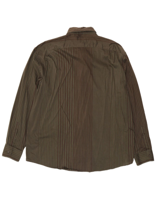 Ανδρικό πουκάμισο Trussardi Jeans 3XL Χακί ριγέ βαμβακερό