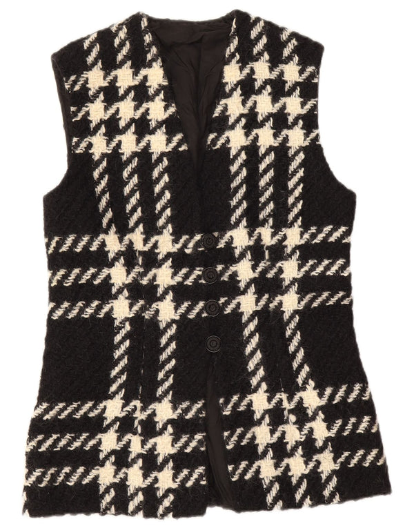 Vintage Womens Gilet UK 12 Medium Black Check