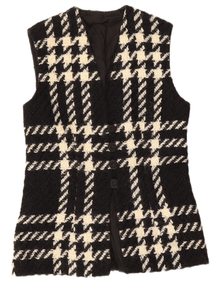 Vintage γυναικείο Gilet UK 12 Medium Black Check