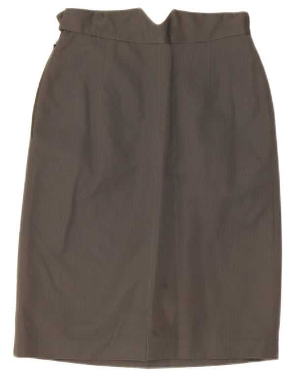Emporio Armani γυναικεία καρφωτή ίσια φούστα IT 40 Small W26 Grey Wool