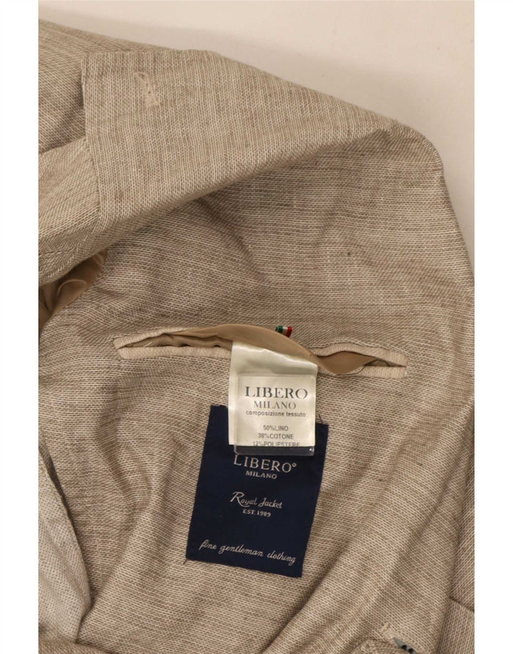 Libero Ανδρικό Μπουφάν Blazer με 2 Κουμπιά IT 48 Μεσαίο Μπεζ Λινό