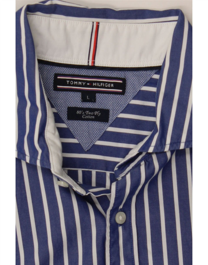 Ανδρικό πουκάμισο Tommy Hilfiger Large Blue ριγέ βαμβακερό