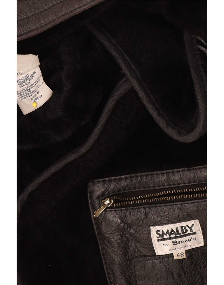 Ανδρικό παλτό Breco's Shearling IT 48 Medium Black Leather