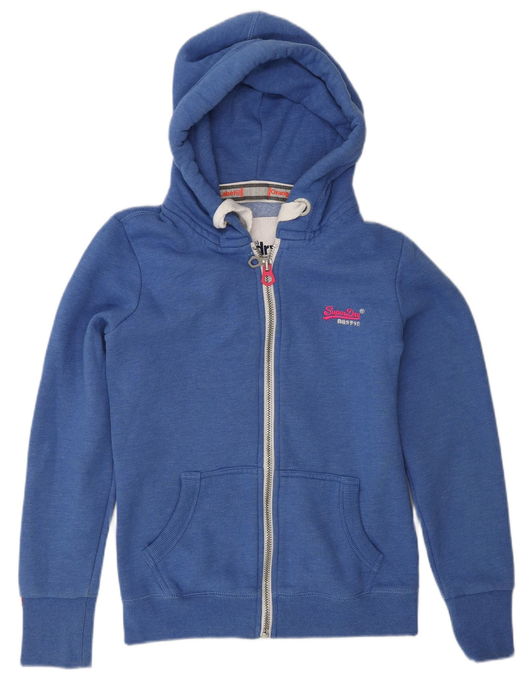 Γυναικείο πουλόβερ κουκούλα με φερμουάρ SUPERDRY UK 10 Μικρό μπλε βαμβακερό