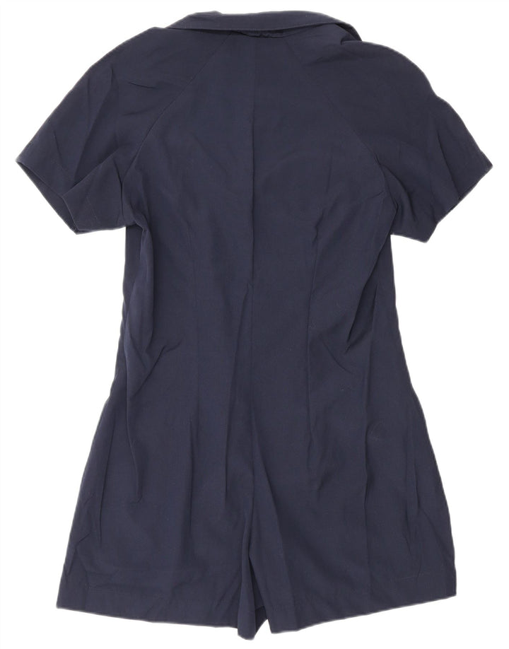 Vintage γυναικείο κοντομάνικο Playsuit UK 12 Medium Navy Blue Polyester