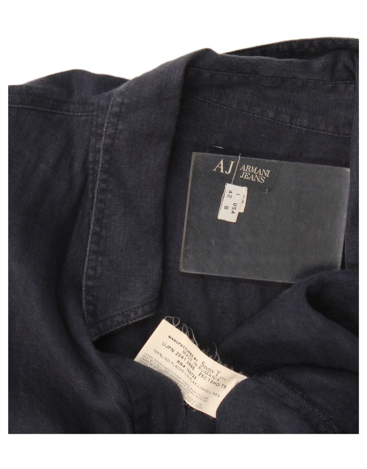 Armani Jeans Γυναικείο πουλόβερ Πουκάμισο IT 42 Medium Navy Blue Λινό
