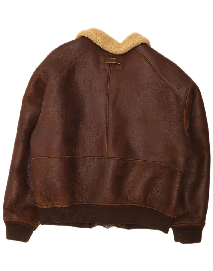 Vintage Ανδρικό Bomber Shearling Jacket UK 42 XL Brown