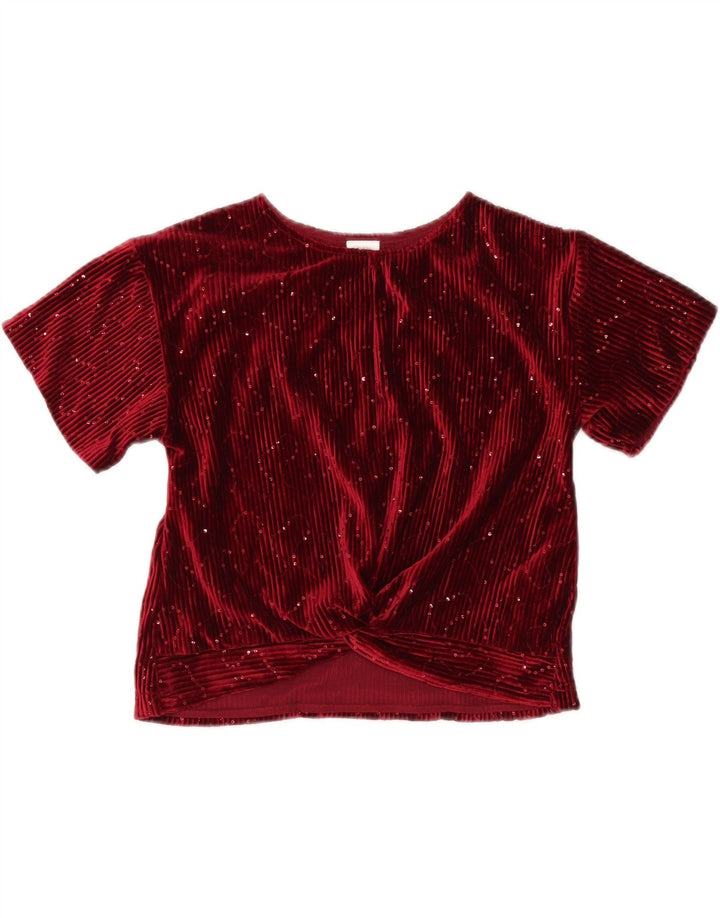 Zara Girls Velor Μπλούζα Top 9-10 Years Red Polyester