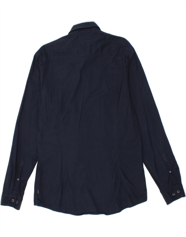 ESPRIT Mens Slim Shirt Large Navy Blue Cotton Vintage Esprit and Second-Hand Esprit from Messina Hembry 